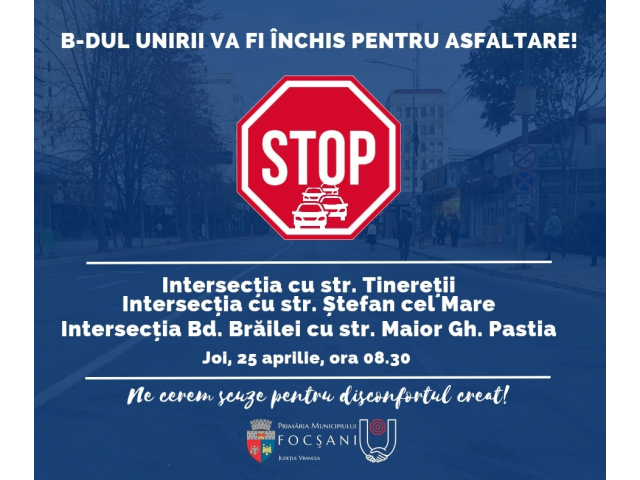 Intersecția de la Big se închide pentru asfaltare Intersecția de la Big se închide pentru asfaltare