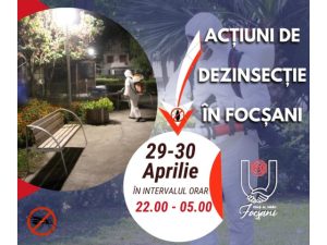 Acțiuni de dezinsecție în Focșani, în perioada 29-30 aprilie Acțiuni de dezinsecție în Focșani, în perioada 29-30 aprilie