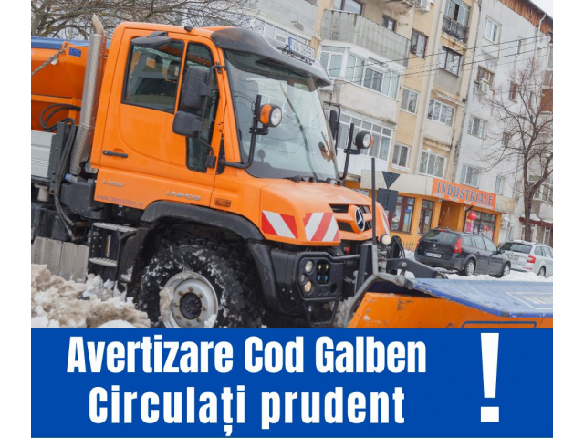 Municipiul Focșani este sub avertizare Cod Galben până marți, 9 ianuarie 2024, pentru fenomene de polei, ninsori moderate cantitativ și viscol