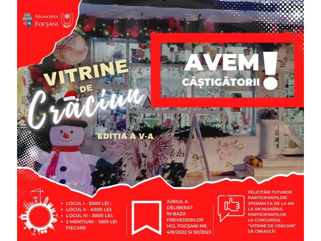 Societatea comercială C&C Elise Mindru SRL a câștigat concursul pentru cea mai frumoasă vitrină din Focșani
