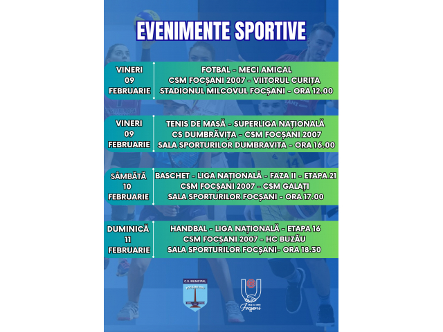 Meciuri interesante în weekend pentru iubitorii sportului din Focșani