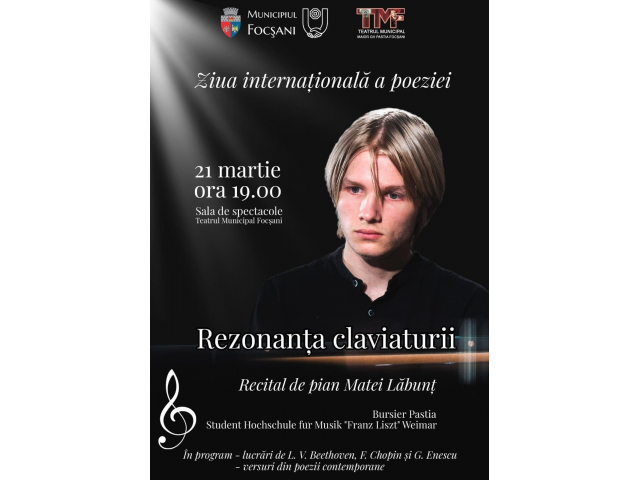 Recital de muzică și poezie la Teatrul Municipal “Maior Gh. Pastia”