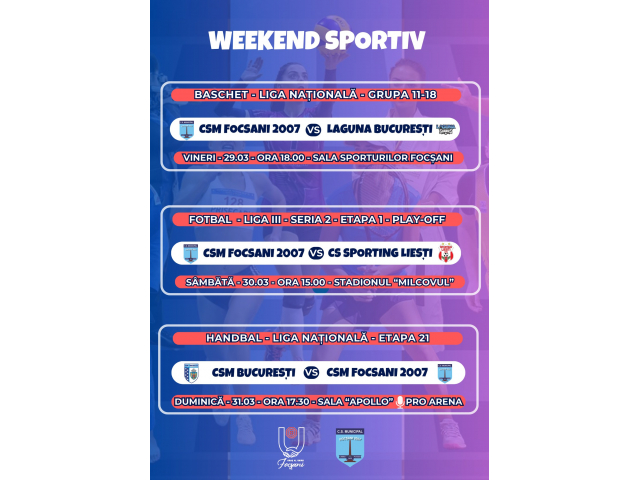 Evenimentele sportive din weekend-ul 29-31 martie 2024