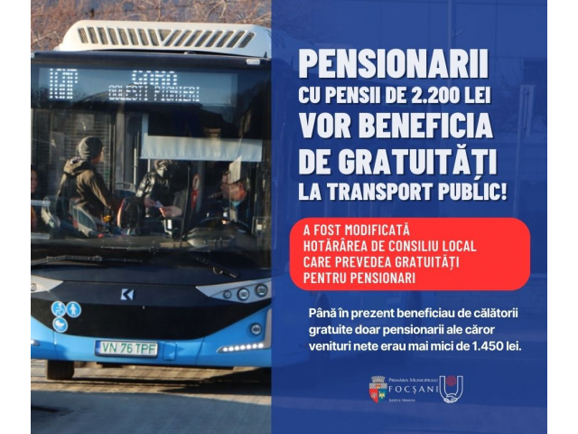 Pensionarii cu pensii de 2.200 lei vor beneficia de călătorii gratuite