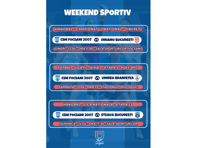 Weekend sportiv 12 – 14 aprilie 2024