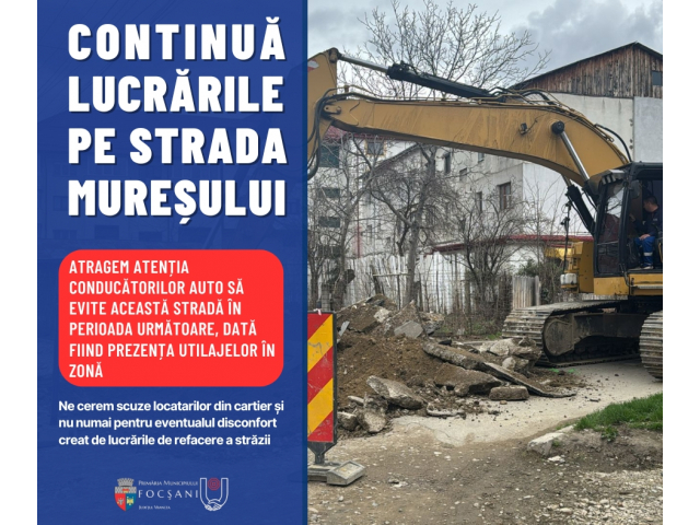 Continuă lucrările pe strada Mureșului