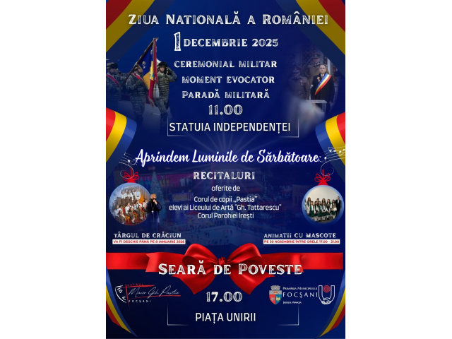 De Ziua Națională a României aprindem Luminițele de Sărbători De Ziua Națională a României aprindem Luminițele de Sărbători